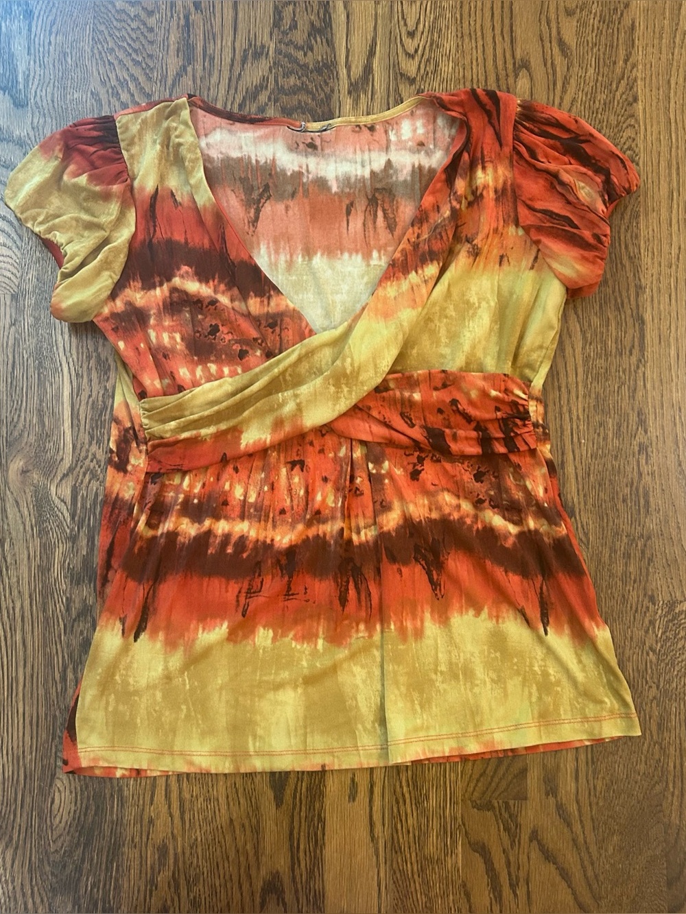 Earthy Abstract Tie-Dye Short Sleeve Top